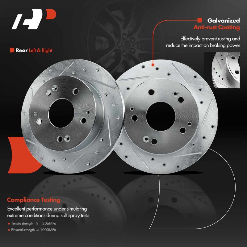 Rear Drilled Brake Rotors for Honda Accord 1998-2002 Civic Acura Integra RSX
