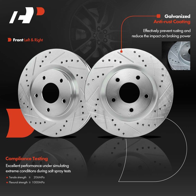 Front Drilled Disc Brake Rotors for Nissan Rogue 08-17 Rogue Select Sentra 07-12