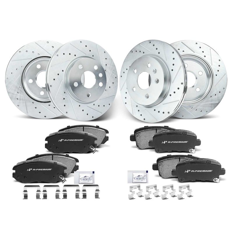 Front & Rear Drilled Rotors & Ceramic Brake Pads for Chevy Impala Malibu Buick