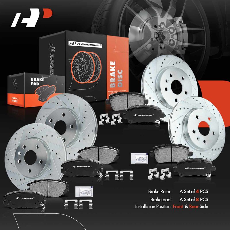 Front & Rear Drilled Rotors & Ceramic Brake Pads for Chevy Impala Malibu Buick
