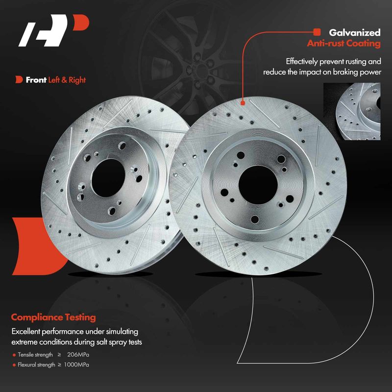Front Drilled Brake Rotors for Honda Civic CR-V Acura CSX RSX ILX 300mm