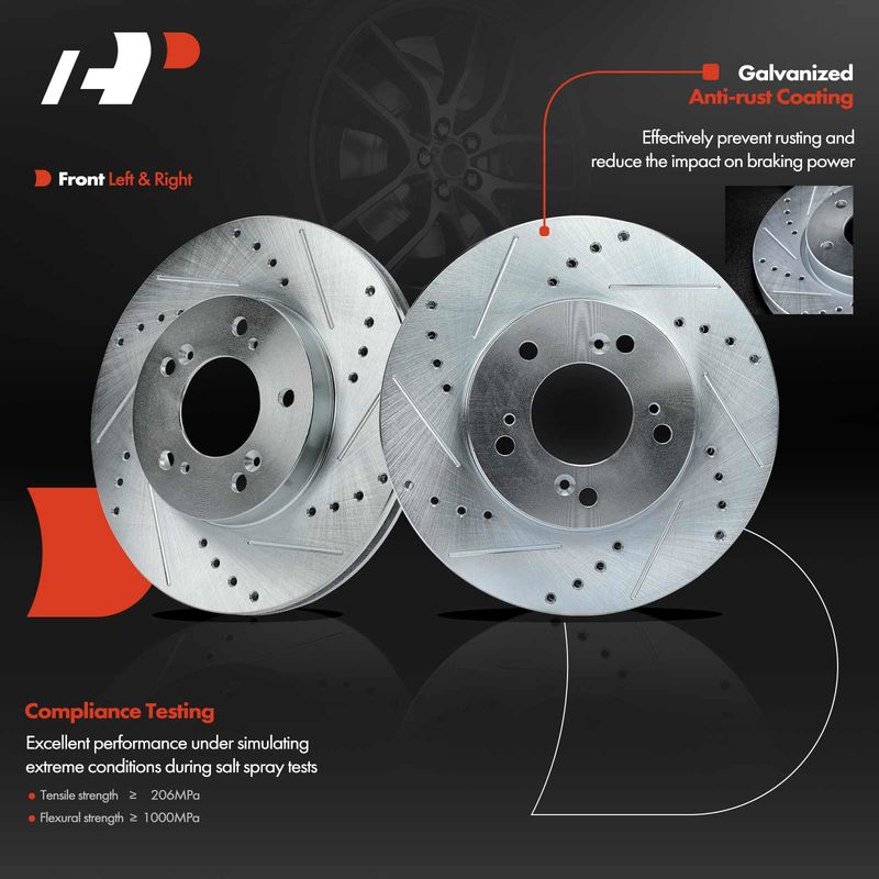 Front Drilled Brake Rotors for Honda CR-V 1997-2001 Prelude Acura Integra RL