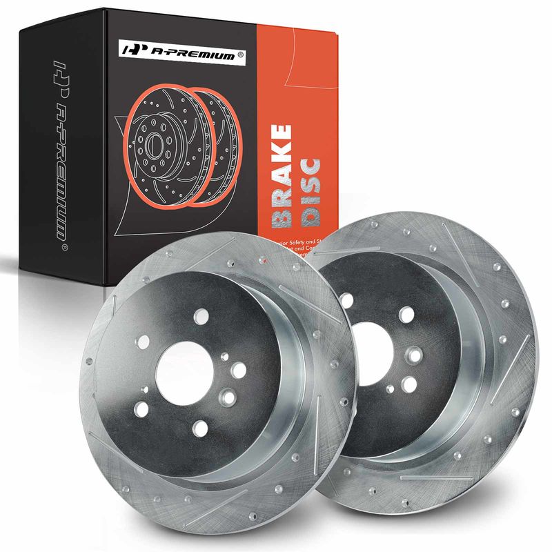 Rear Drilled Brake Rotors for Toyota Highlander 2008-2014 2.7L 3.3L 3.5L