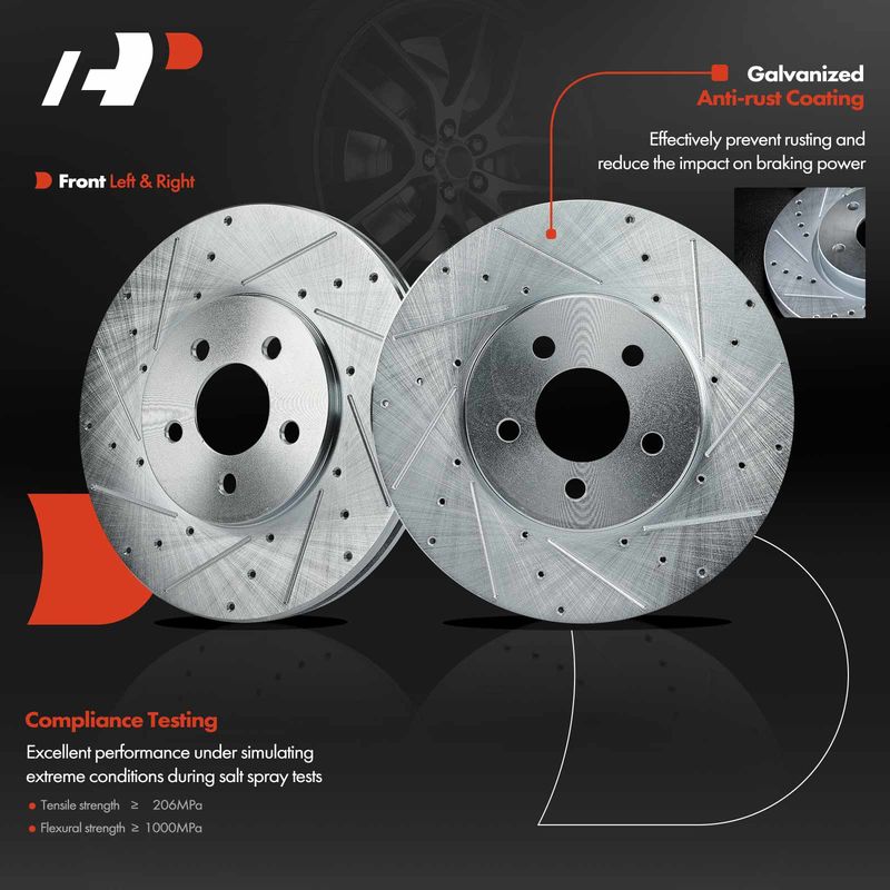 Front Drilled Brake Rotors for Chrysler Sebring 2001-2006 Dodge Stratus Plymouth