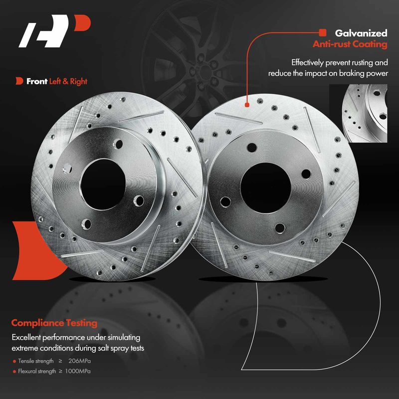 Front Drilled Brake Rotors for Nissan Sentra 2000-2006 1.8L with Rear Drum