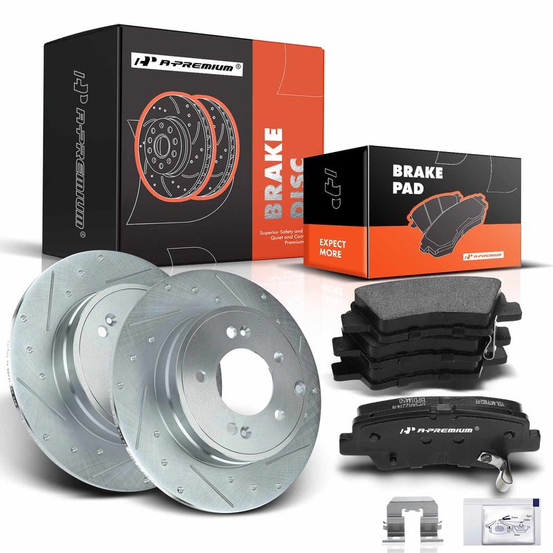 Rear Drilled Rotors & Ceramic Brake Pads for Kia Optima 2011-2015 Hyundai Azera