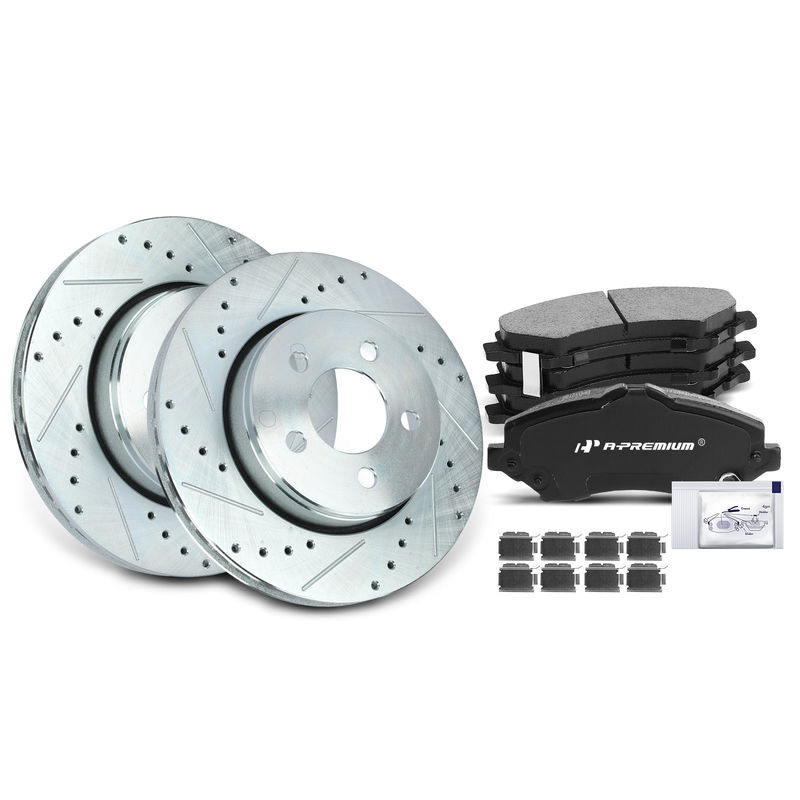 Front Drilled Rotors & Ceramic Brake Pads for Dodge Nitro 2007-2011 Jeep Liberty