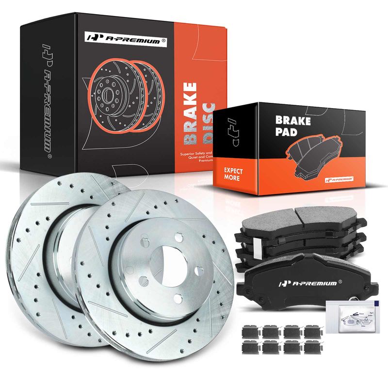 Front Drilled Rotors & Ceramic Brake Pads for Dodge Nitro 2007-2011 Jeep Liberty
