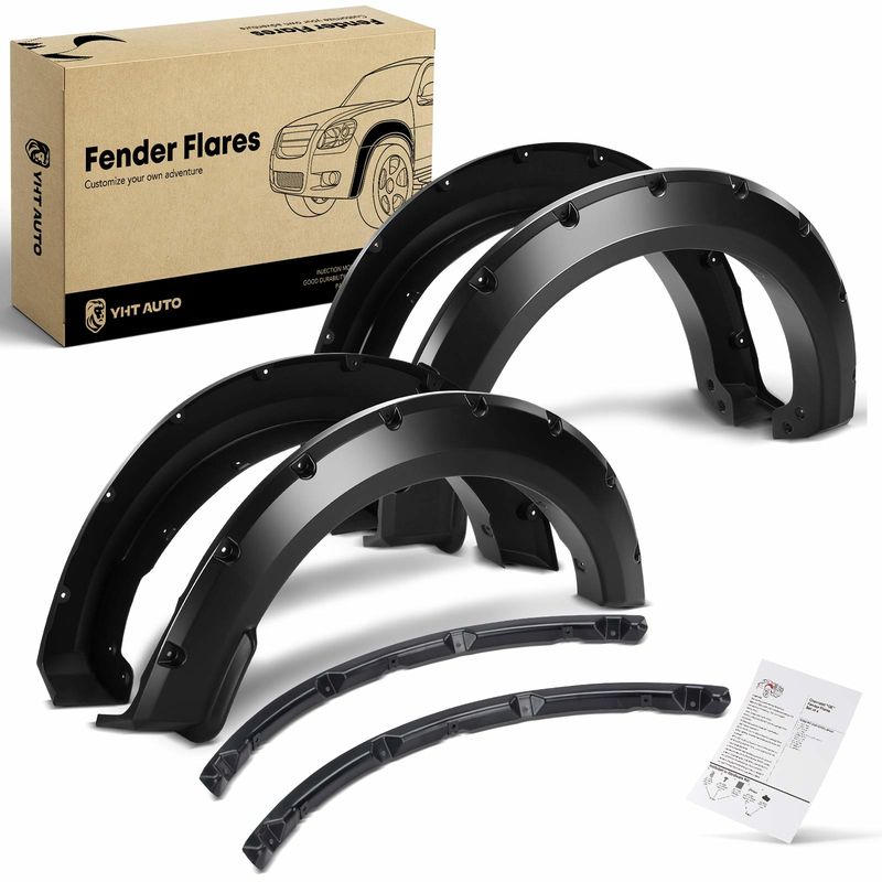 4x Front & Rear Pocket Rivet Style Fender Flare for Ford F-150 2021-2022 Pickup