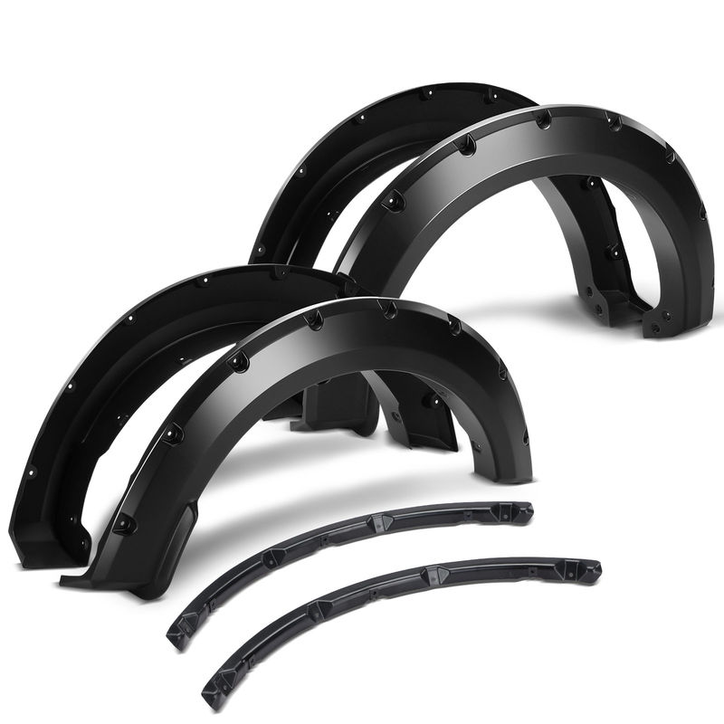 4x Front & Rear Pocket Rivet Style Fender Flare for Ford F-150 2021-2022 Pickup