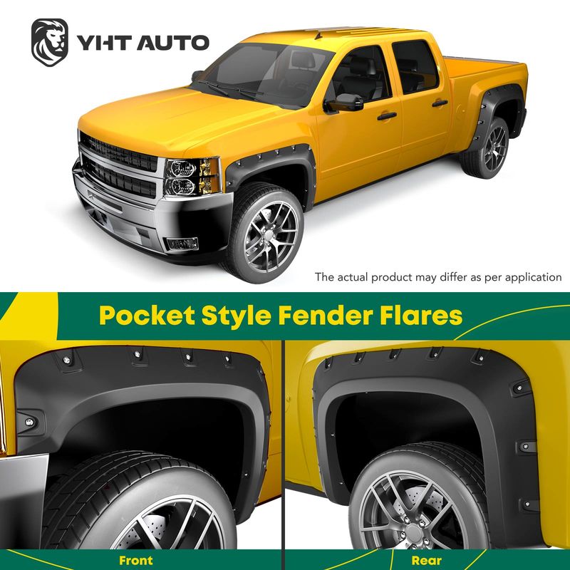 4x Front & Rear Pocket Rivet Style Fender Flare for Ford F-150 2021-2022 Pickup
