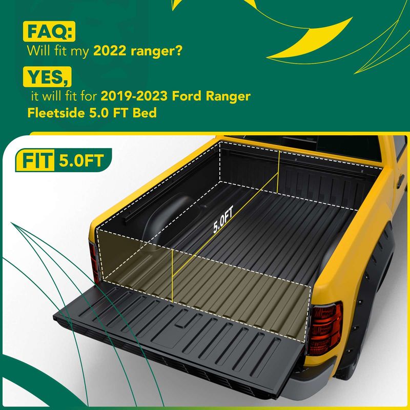 5.09 FT Bed Soft Roll-up Tonneau Cover with Auto Locking for Ford Ranger 19-23