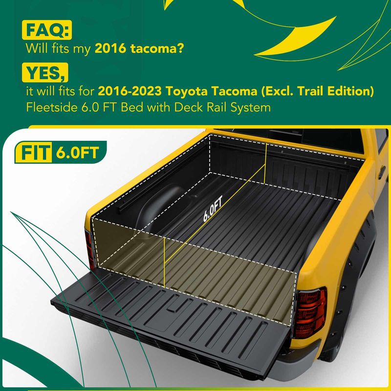 6.17 FT Bed Soft Roll-up Tonneau Cover for Toyota Tacoma 2016-2022