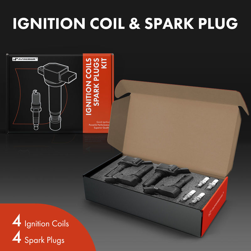 4x Black Ignition Coil & IRIDIUM Spark Plug Kits for Volkswagen Jetta Audi 16-18