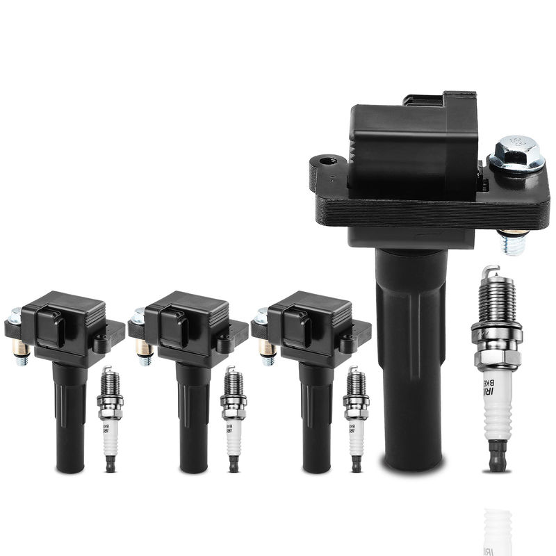 4x Black Ignition Coil & IRIDIUM Spark Plug Kits for Subaru Impreza 02-03 H4 2.0L
