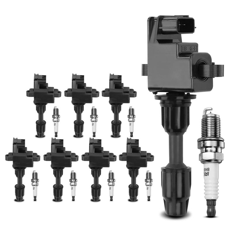 8x Black Ignition Coil & IRIDIUM Spark Plug Kits for Infiniti Q45 97-01 V8 4.1L