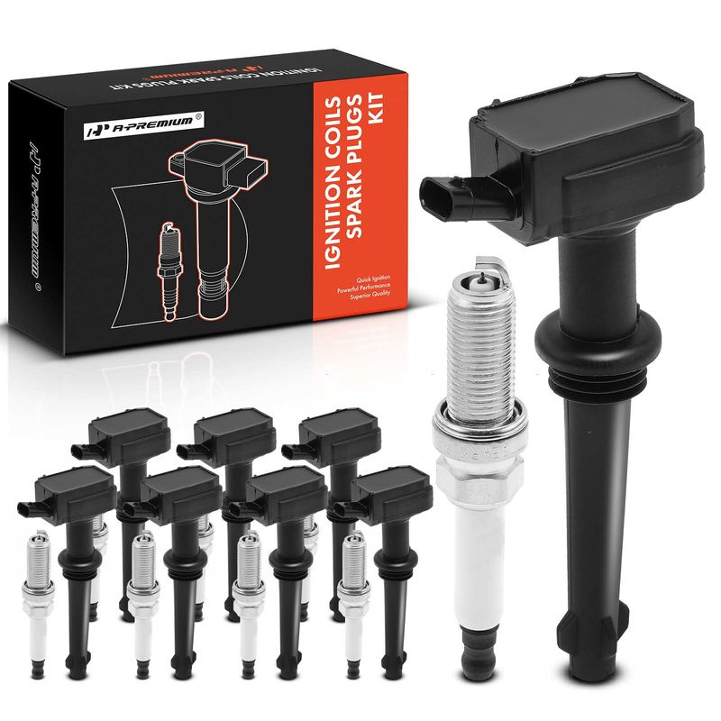 8x Black Ignition Coil & IRIDIUM Spark Plug Kits for Land Rover Range Rover