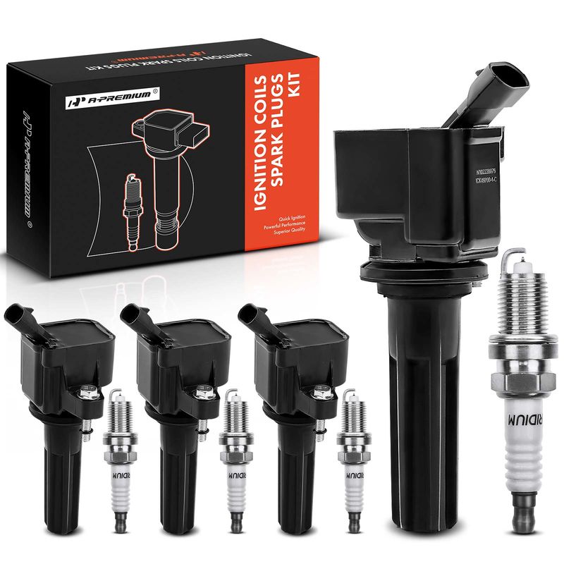 4x Black Ignition Coil & IRIDIUM Spark Plug Kits for GMC Canyon Chevy 2007-2012