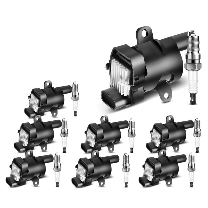 8x Black Ignition Coil & IRIDIUM Spark Plug Kits for Chevy Cadillac GMC Hummer