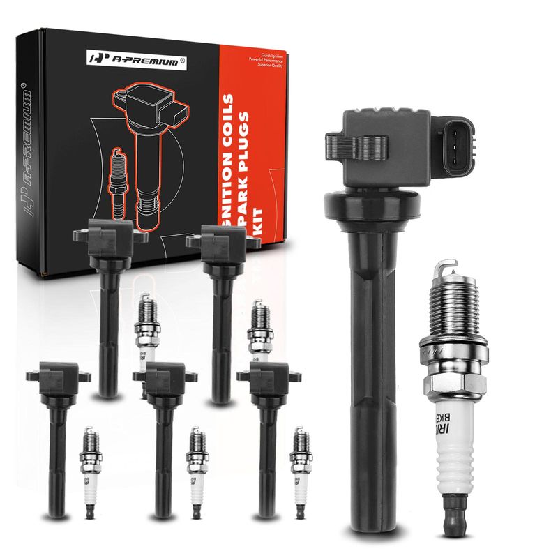 6x Black Ignition Coil & IRIDIUM Spark Plug Kits for Honda Acura Isuzu 3.5L 3.2L