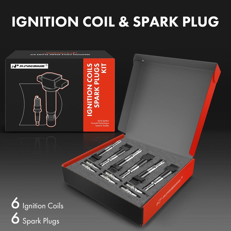 6x Black Ignition Coil & IRIDIUM Spark Plug Kits for Volkswagen Golf 02-05 Jetta