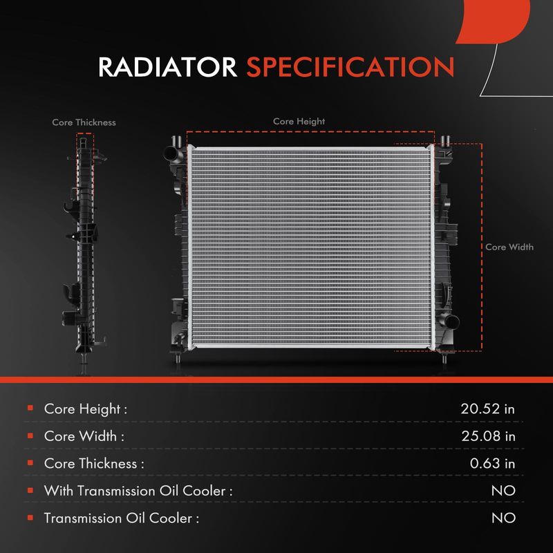 Radiator for Jeep Grand Cherokee 2016-2020 Dodge Durango 3.6L 3.0L Manual Trans.