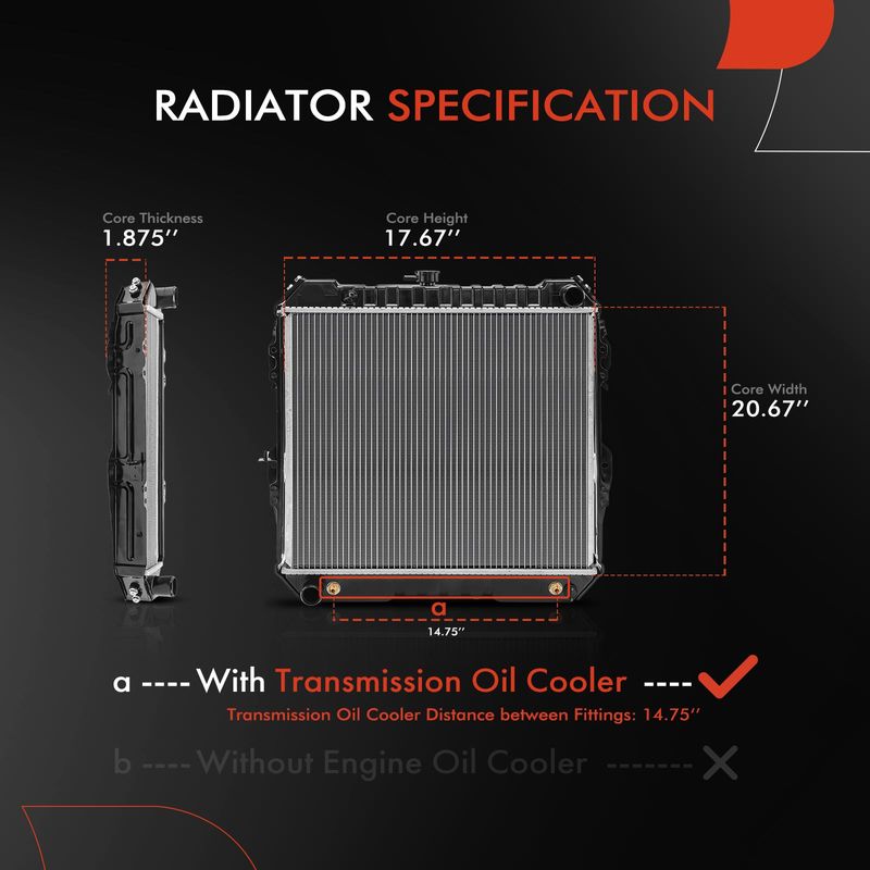 Radiator with Transmission Oil Cooler for Toyota 4Runner 1988-1995 2.4L