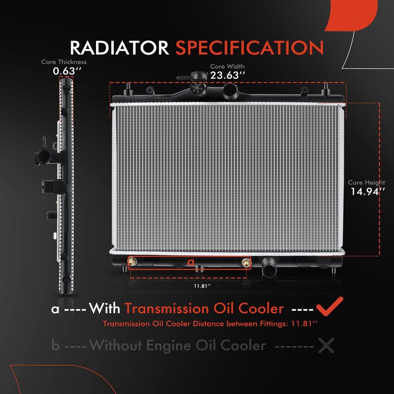 Radiator with Oil Cooler for Nissan Versa 2007-2012 L4 1.6L 1.8L Auto Trans.