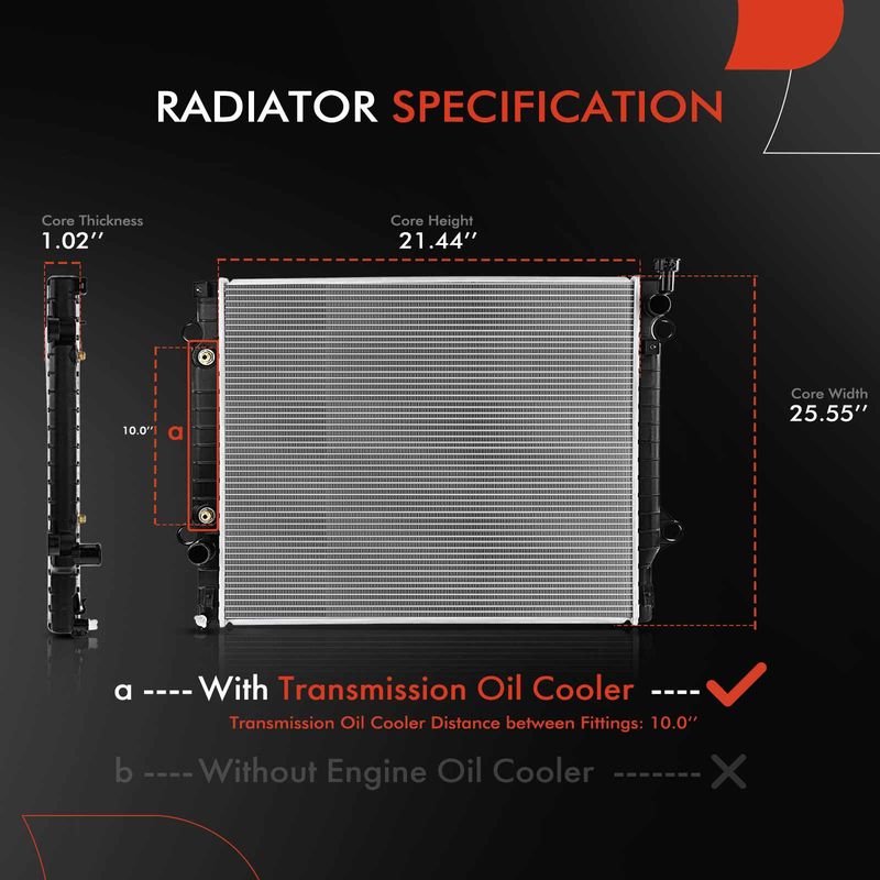 Radiator with Trans Oil Cooler for Toyota Tacoma 2016-2021 2.7L 3.5L Auto Trans.