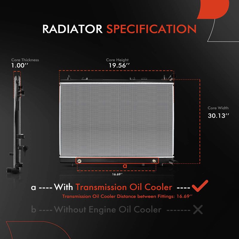Radiator with Oil Cooler for Nissan Pathfinder 2013-2019 INFINITI JX35 QX60