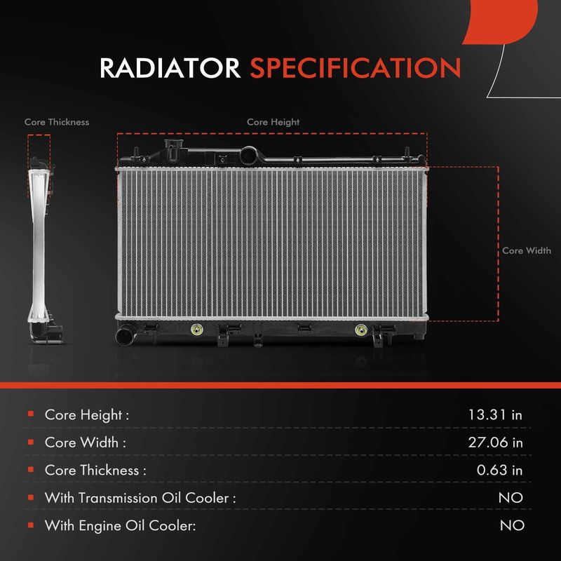 Radiator with Transmission Oil Cooler for Subaru Legacy 11-14 Outback 10-14 2.5L