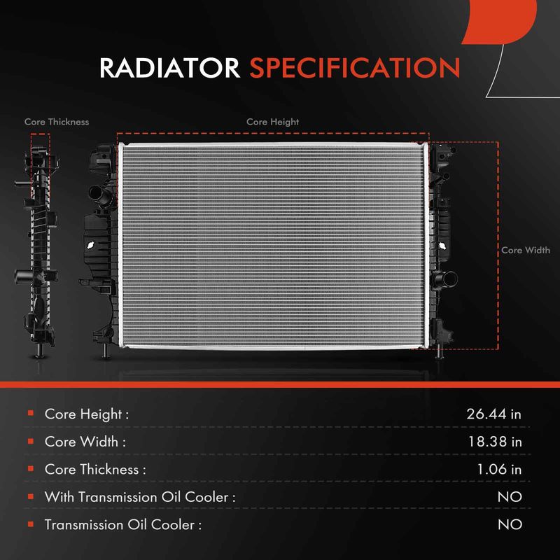 Radiator for Ford Fusion 13-19 Lincoln MKZ 13-18 2.0L Manual Trans.