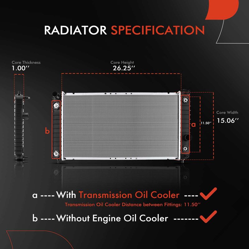 Radiator with Oil Cooler for Chevy Blazer S10 GMC Jimmy Sonoma Isuzu 4.3L Auto