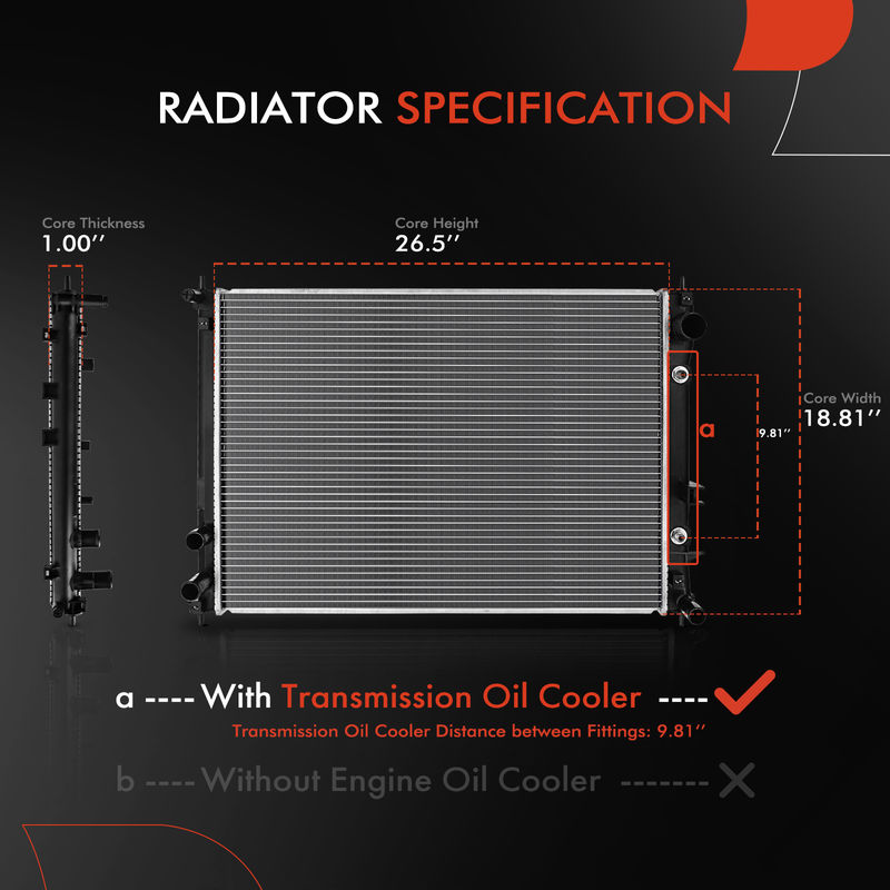 Radiator with Oil Cooler for Subaru Tribeca 2008-2014 B9 Tribeca H6 3.0L 3.6L
