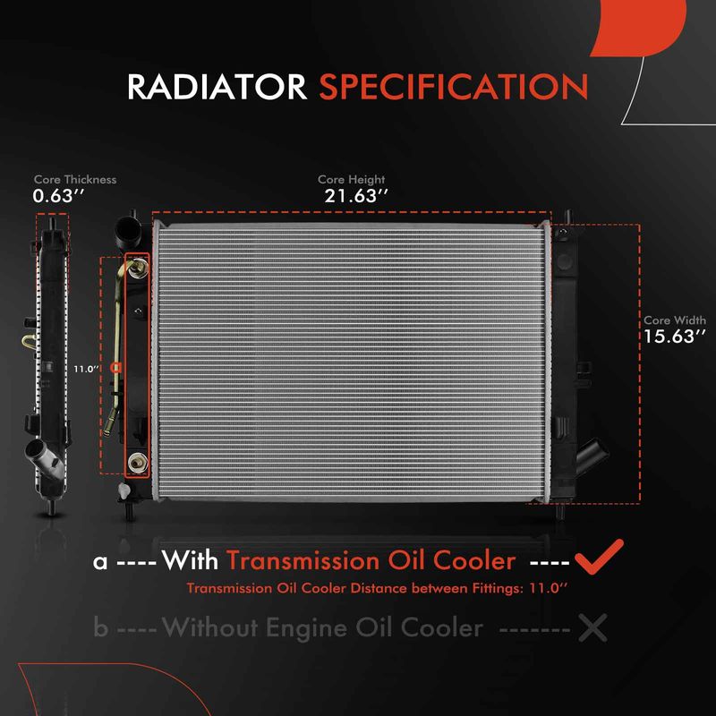 Radiator with Oil Cooler for Hyundai Elantra 2014-2016 Elantra GT Kia Forte5
