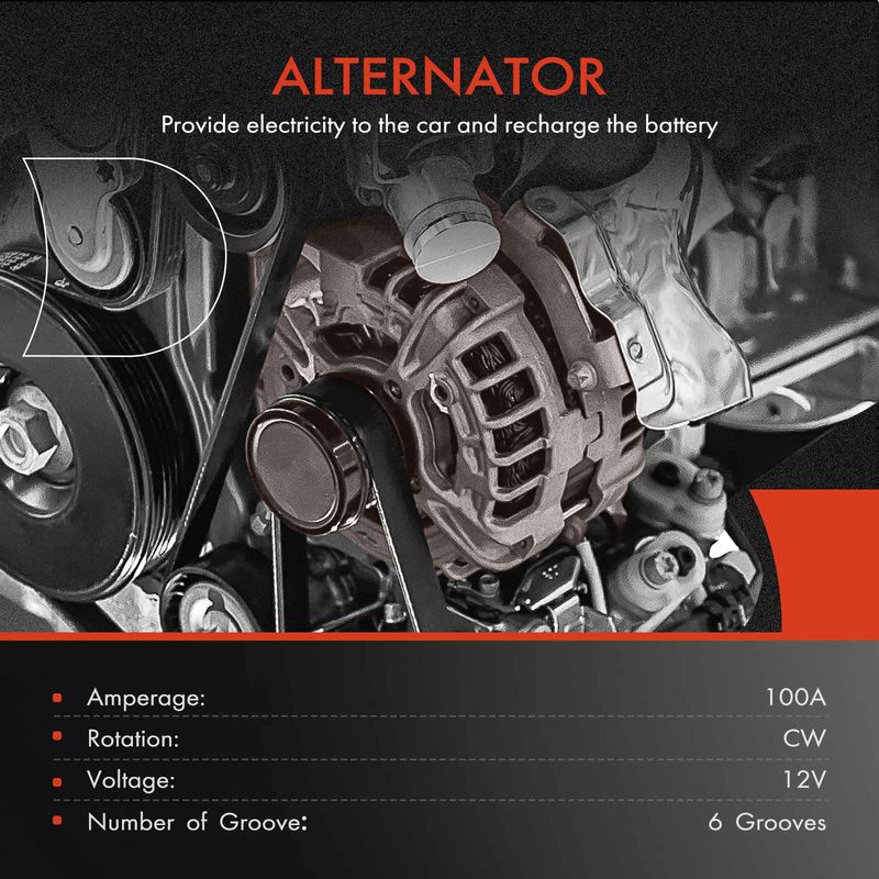Alternator 100A 12V CW 6-Groove Pulley for Toyota Sequoia 2001-2002 Tundra 4.7L