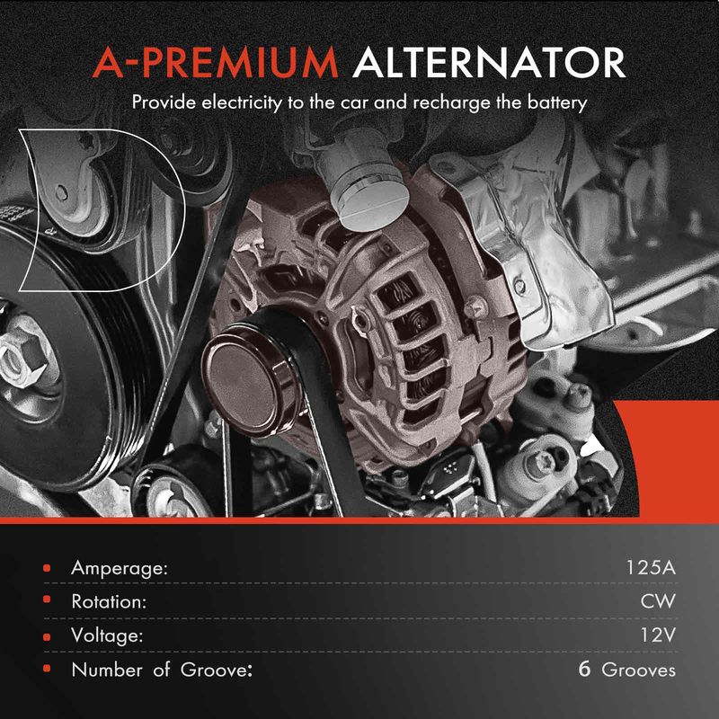 Alternator 125A 12V CW 6-Groove Clutch Pulley for Toyota Corolla 2014-2019