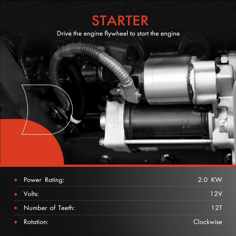 Starter Motor 2.0KW 12V CW 12 Teeth for Land Rover Range Rover 2006-2009 V8 4.4L