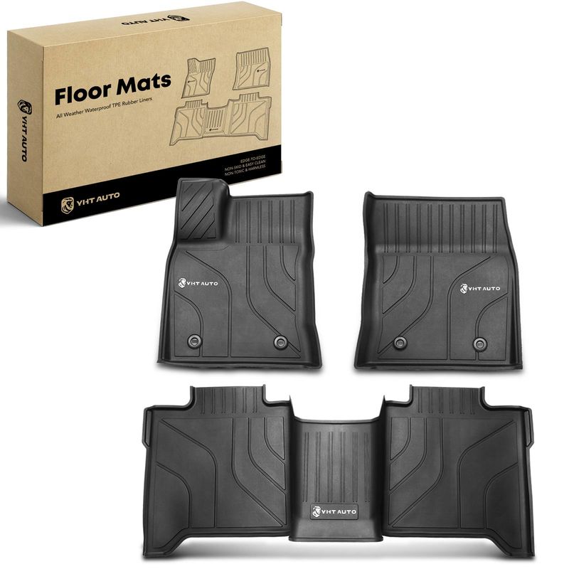 3x Front & Rear Black Floor Mats Liners for Toyota Tundra 22-23 Crew Cab Pickup