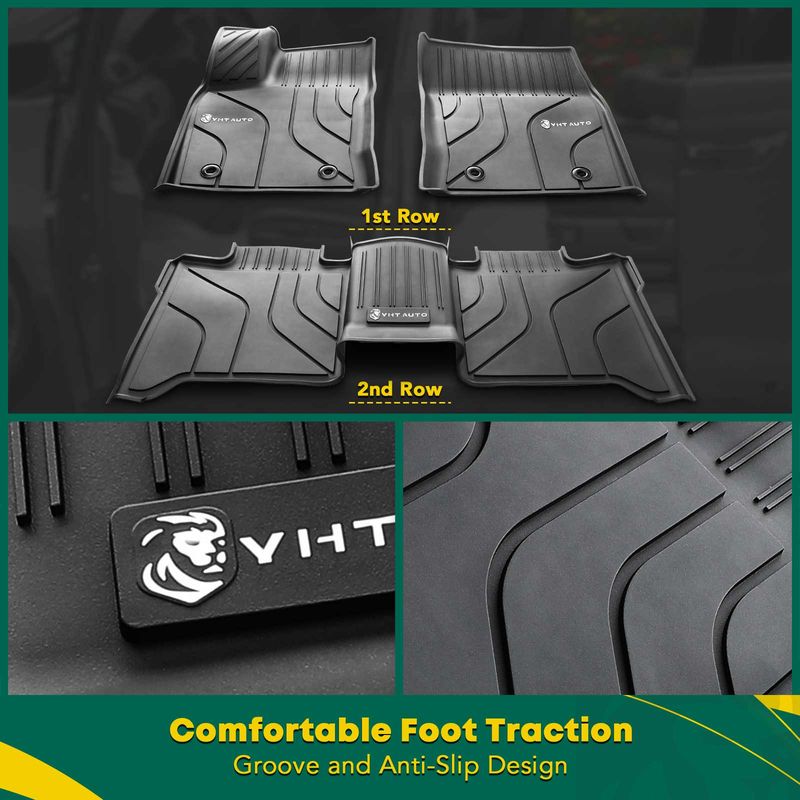 3x Front & Rear Black Floor Mats Liners for Toyota Tundra 22-23 Crew Cab Pickup