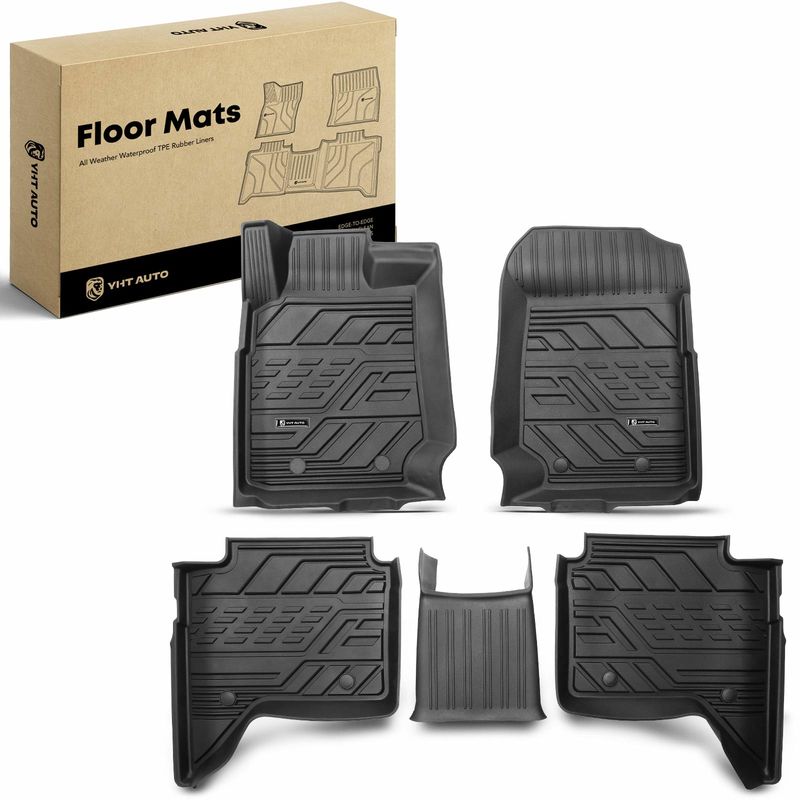 3x Front & Rear Black Floor Mats Liners for Ford Ranger Crew Cab Pickup 19-21
