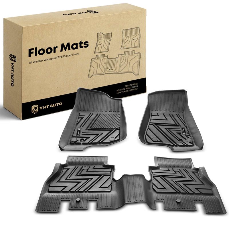 3x Front & Rear Black Floor Mats Liners for Jeep Wrangler 18-23 Unlimited 4-Door