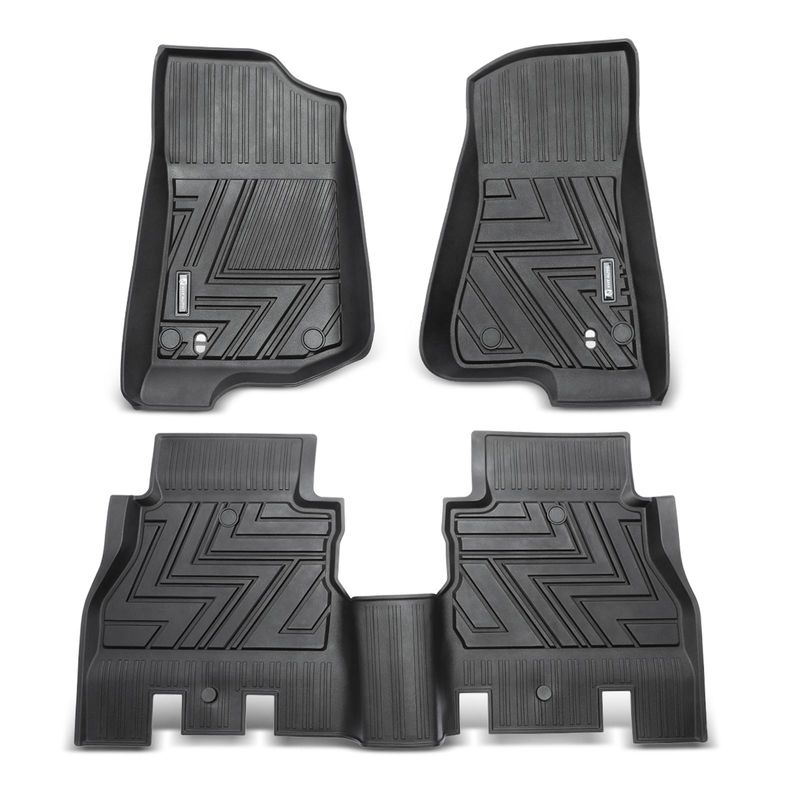 3x Front & Rear Black Floor Mats Liners for Jeep Wrangler 18-23 Unlimited 4-Door