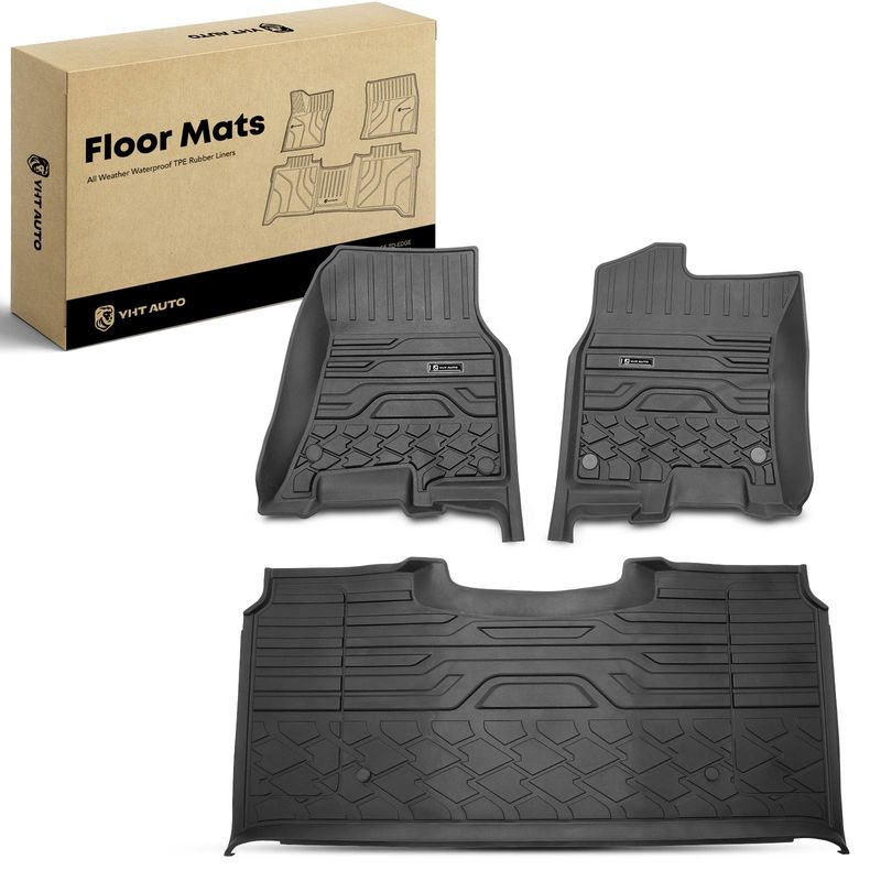 3x Front & Rear Black Floor Mats Liners for Ram 1500 2500 3500 Crew Cab Pickup