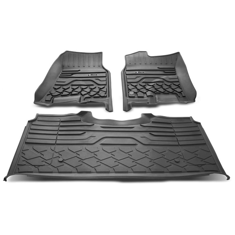 3x Front & Rear Black Floor Mats Liners for Ram 1500 2500 3500 Crew Cab Pickup