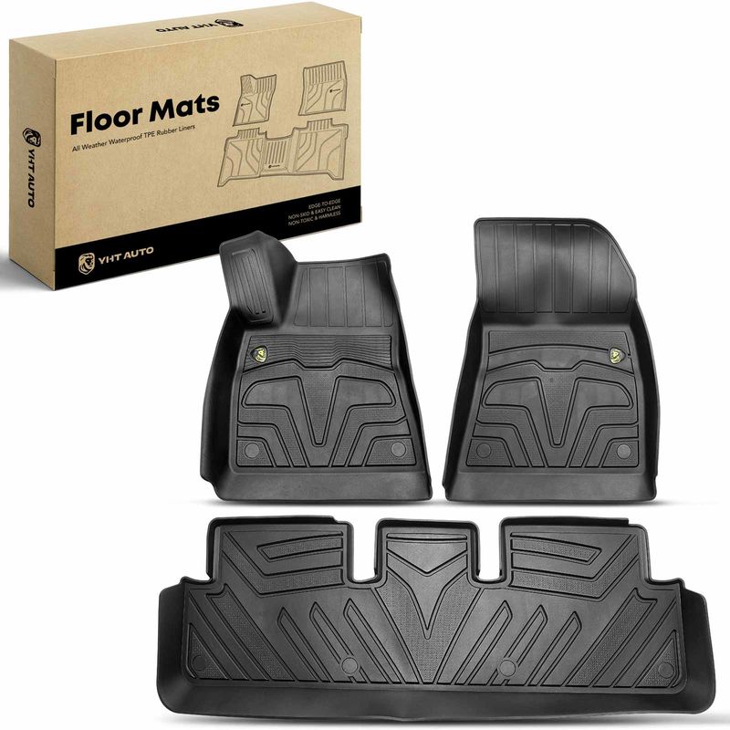 3x Front & Rear Black Floor Mats Liners for Tesla 3 2017-2023 TPE
