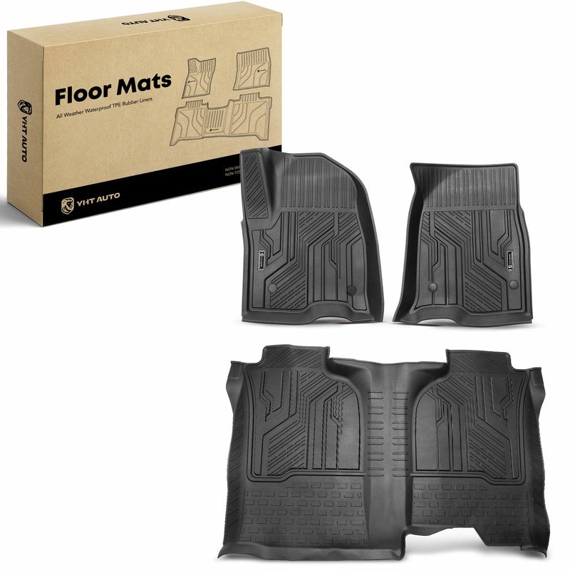 3x Front & Rear Black Floor Mats Liners for Chevrolet Silverado GMC Sierra 1500