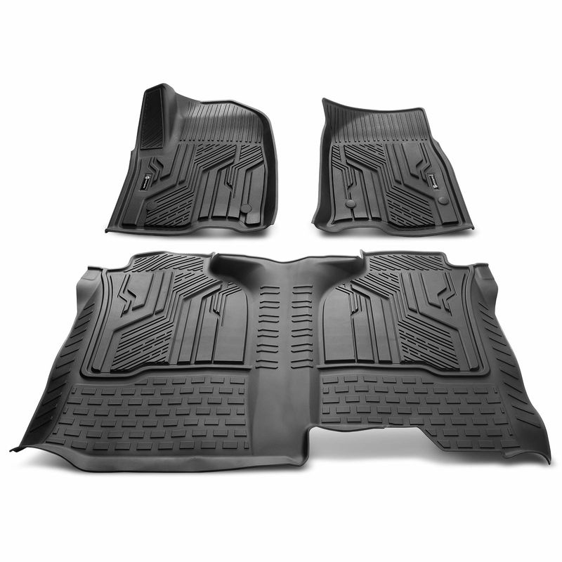 3x Front & Rear Black Floor Mats Liners for Chevrolet Silverado GMC Sierra 1500