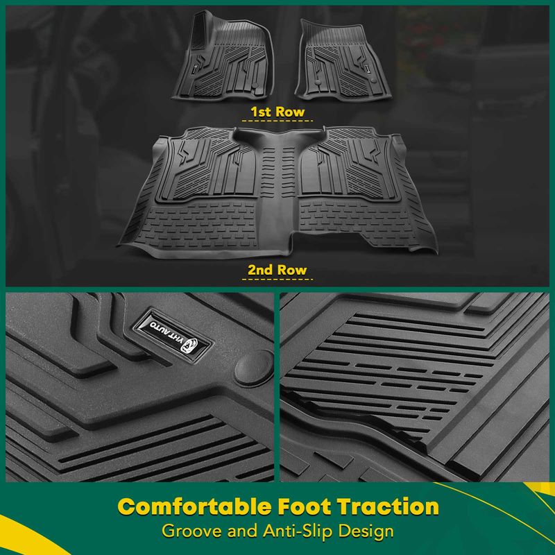 3x Front & Rear Black Floor Mats Liners for Chevrolet Silverado GMC Sierra 1500