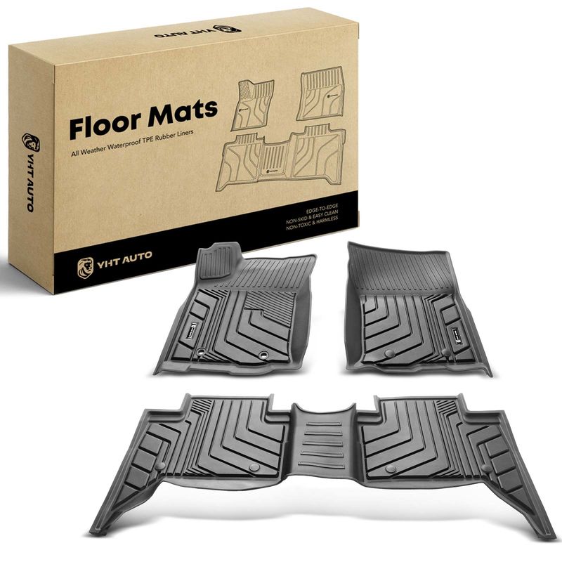 3x Front & Rear Black Floor Mats Liners for Toyota Tacoma 2016-2023 Double Cab